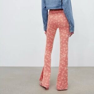 Zara Daisy Print Flare Stretch Pants XS